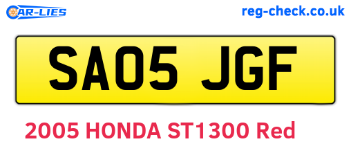 SA05JGF are the vehicle registration plates.