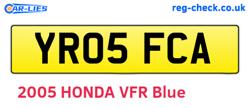 YR05FCA are the vehicle registration plates.