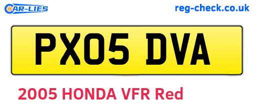PX05DVA are the vehicle registration plates.