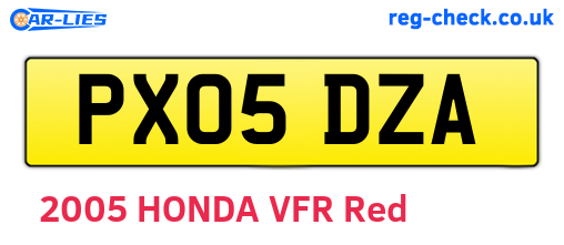 PX05DZA are the vehicle registration plates.