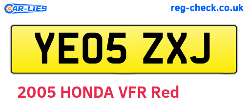 YE05ZXJ are the vehicle registration plates.