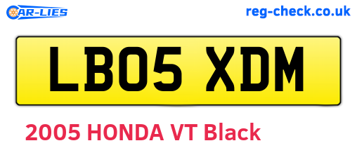 LB05XDM are the vehicle registration plates.