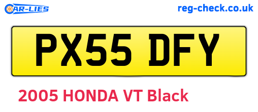 PX55DFY are the vehicle registration plates.