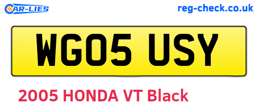 WG05USY are the vehicle registration plates.
