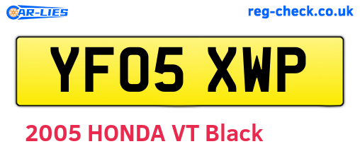 YF05XWP are the vehicle registration plates.