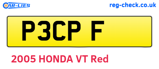 P3CPF are the vehicle registration plates.