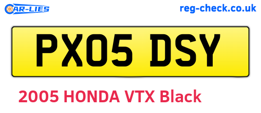 PX05DSY are the vehicle registration plates.
