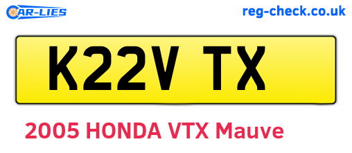 K22VTX are the vehicle registration plates.