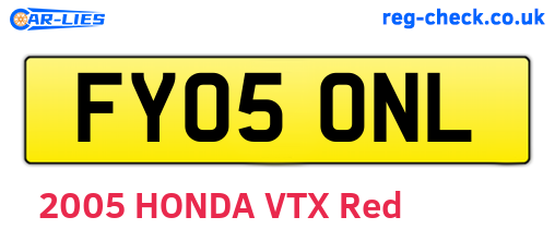FY05ONL are the vehicle registration plates.