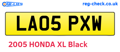 LA05PXW are the vehicle registration plates.