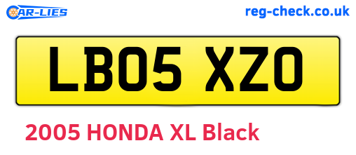 LB05XZO are the vehicle registration plates.