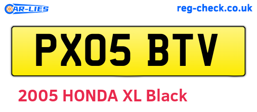 PX05BTV are the vehicle registration plates.