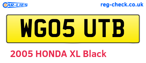 WG05UTB are the vehicle registration plates.