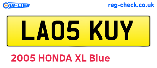 LA05KUY are the vehicle registration plates.