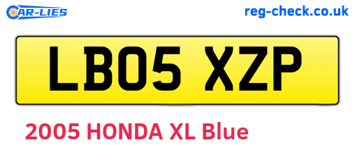 LB05XZP are the vehicle registration plates.