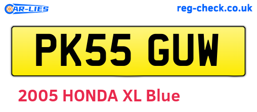 PK55GUW are the vehicle registration plates.