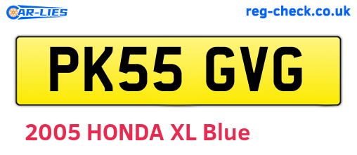 PK55GVG are the vehicle registration plates.