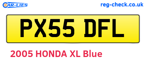 PX55DFL are the vehicle registration plates.