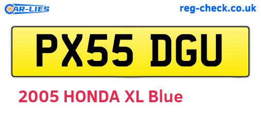 PX55DGU are the vehicle registration plates.