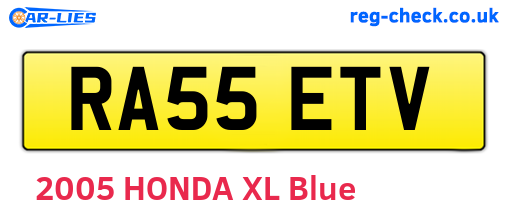 RA55ETV are the vehicle registration plates.