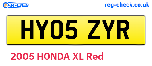 HY05ZYR are the vehicle registration plates.
