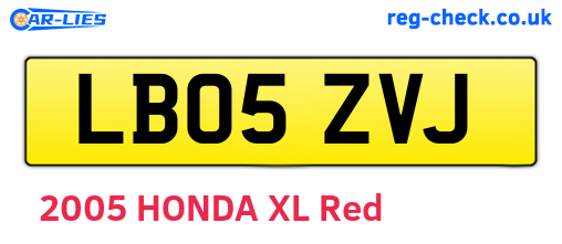 LB05ZVJ are the vehicle registration plates.
