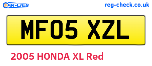 MF05XZL are the vehicle registration plates.