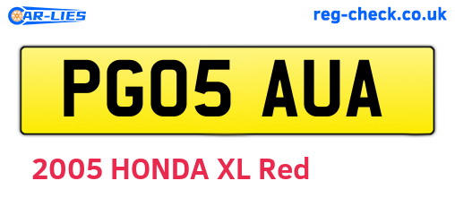 PG05AUA are the vehicle registration plates.