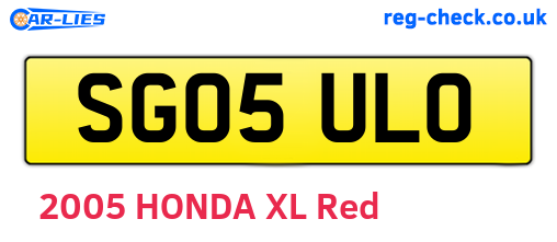 SG05ULO are the vehicle registration plates.