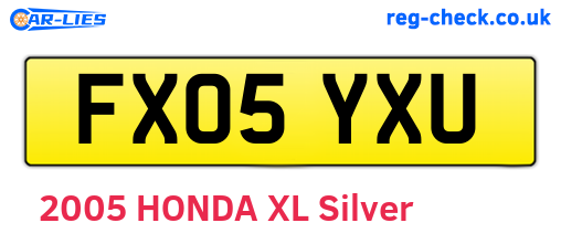 FX05YXU are the vehicle registration plates.