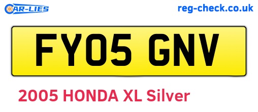 FY05GNV are the vehicle registration plates.