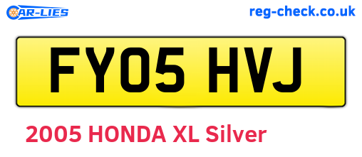 FY05HVJ are the vehicle registration plates.