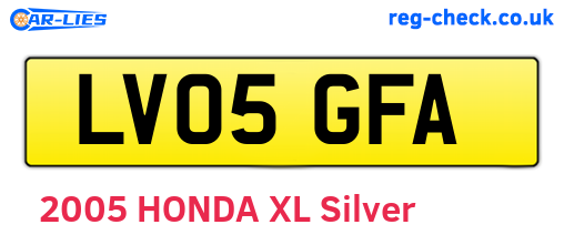 LV05GFA are the vehicle registration plates.