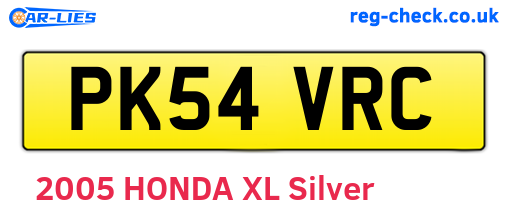 PK54VRC are the vehicle registration plates.