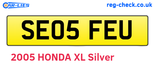 SE05FEU are the vehicle registration plates.