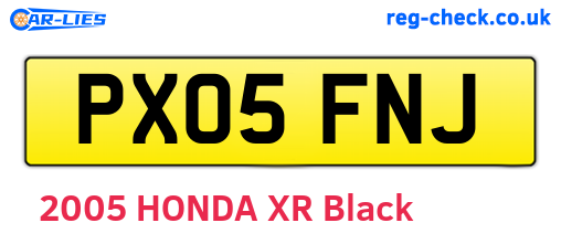 PX05FNJ are the vehicle registration plates.