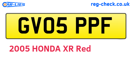 GV05PPF are the vehicle registration plates.