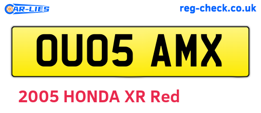 OU05AMX are the vehicle registration plates.