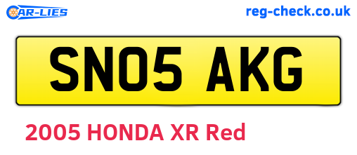 SN05AKG are the vehicle registration plates.