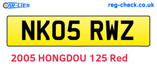NK05RWZ are the vehicle registration plates.