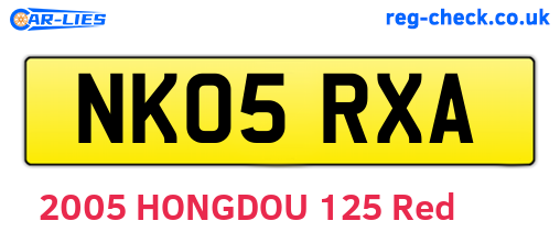 NK05RXA are the vehicle registration plates.