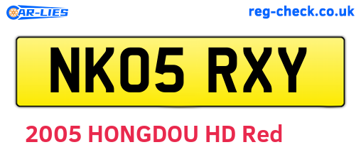 NK05RXY are the vehicle registration plates.