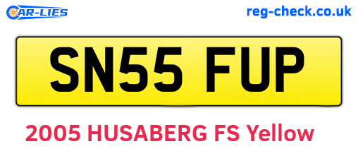 SN55FUP are the vehicle registration plates.