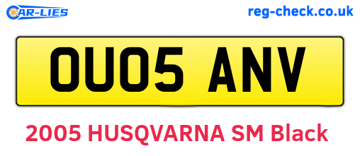 OU05ANV are the vehicle registration plates.