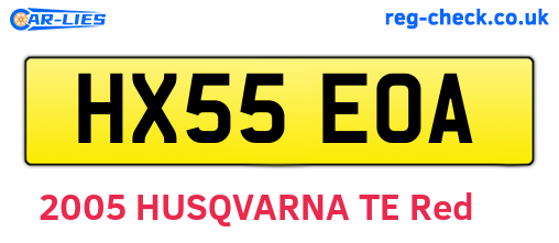 HX55EOA are the vehicle registration plates.