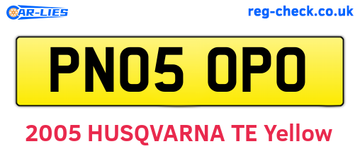 PN05OPO are the vehicle registration plates.