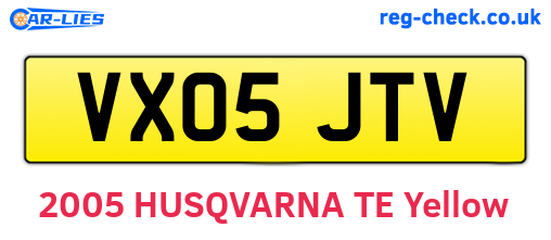 VX05JTV are the vehicle registration plates.