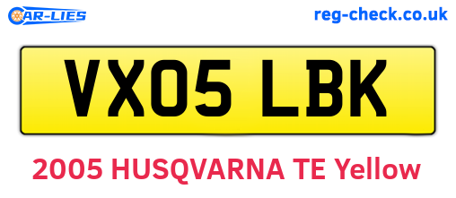 VX05LBK are the vehicle registration plates.