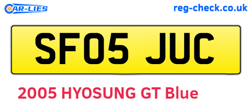 SF05JUC are the vehicle registration plates.