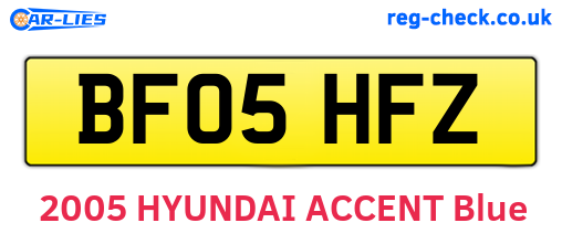 BF05HFZ are the vehicle registration plates.